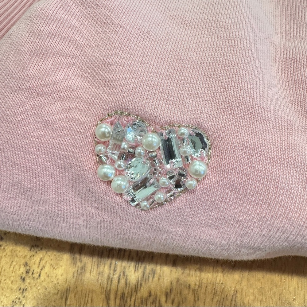 Lilly Pulitzer BALLAD Sweatshirt Pink Hearts Gem Hearts Womens XL Lounge - Picture 9 of 9